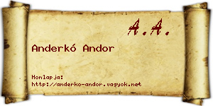 Anderkó Andor névjegykártya