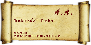 Anderkó Andor névjegykártya
